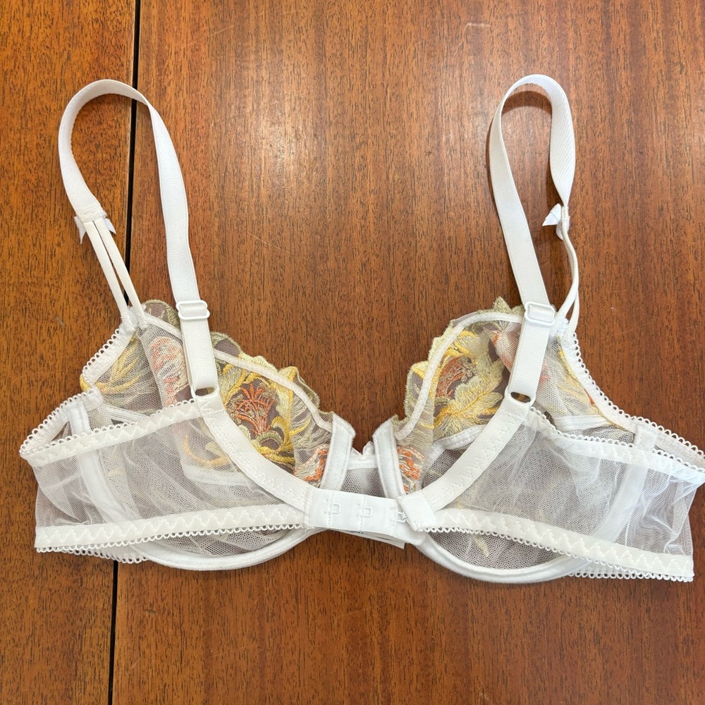 Antinea by Lise Charmel French Lingerie 32C Bra  White Yellow Orange - Picture 6 of 8